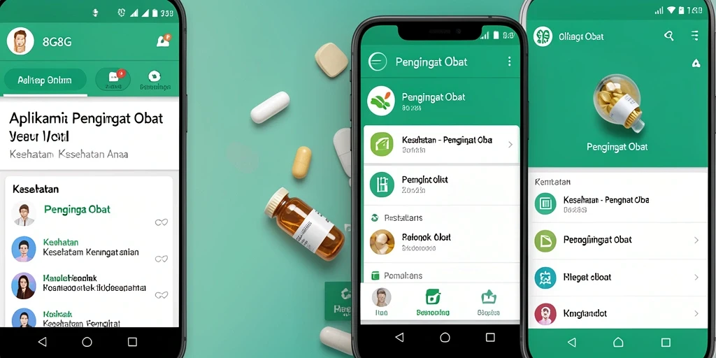 Tampilan antarmuka aplikasi 8G8G dengan fitur Pengingat Obat.