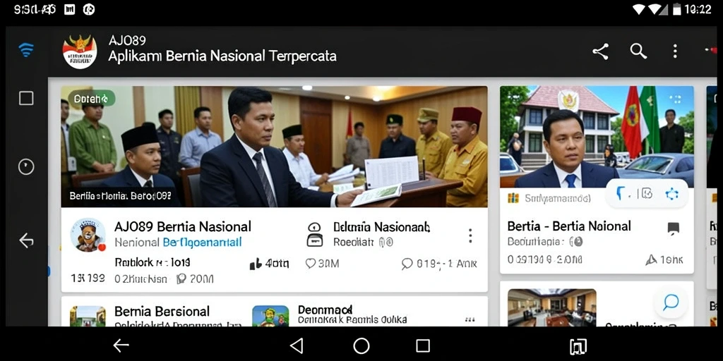 Antarmuka utama AJO89 menampilkan berita nasional terkini.