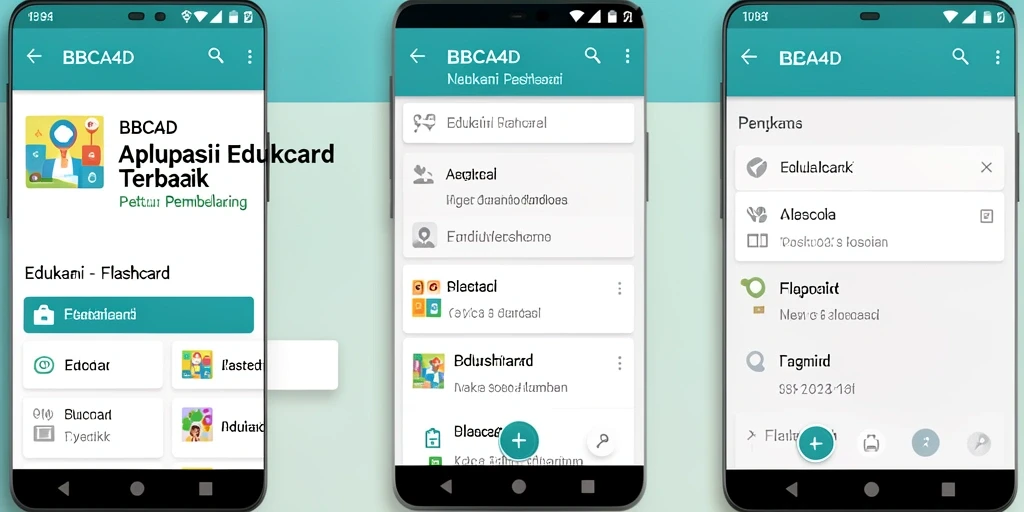 Tampilan antarmuka utama aplikasi BBCA4D dengan fitur Flashcard yang menarik.