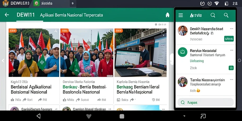 Antarmuka DEWI11 menampilkan berita nasional yang informatif dan mudah diakses.